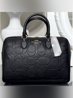 COACH Rowan Large Satchel Bag In Signature Leather Gold/Black